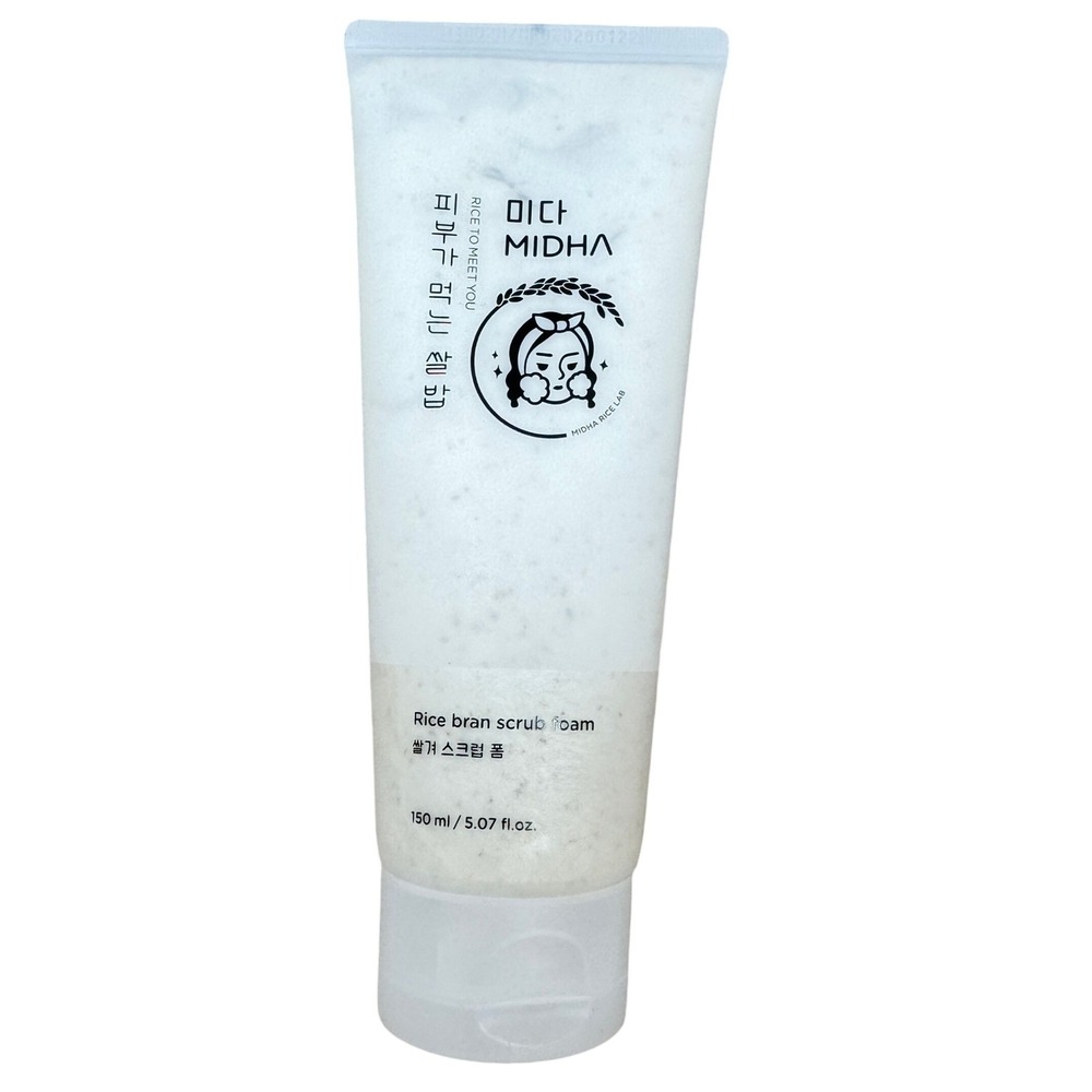 Midha Rice Bran Scrub Foam 150ml Korean Vegan Face Cleanser Exfoliating Wash